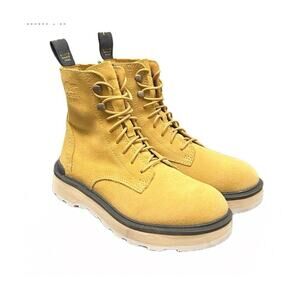 Sorel Women's Hi-Line Lace Boots Geo‎ Yellow/Jet Combat Boots Size 6 NEW